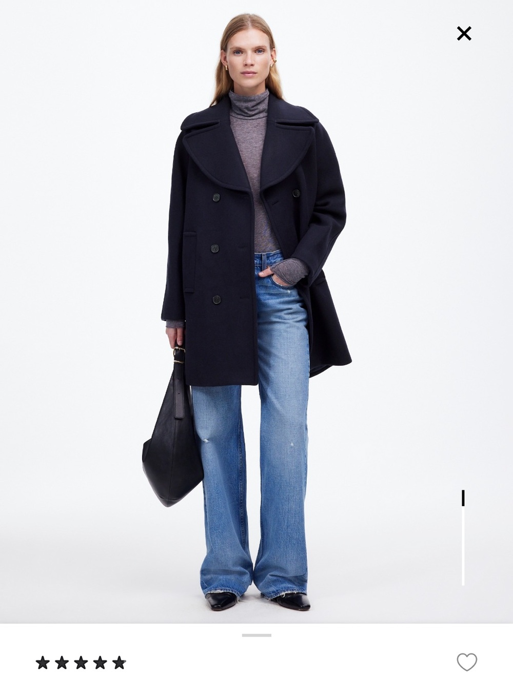 Madewell Oversized Collar Peacoat in Insuluxe Fabric